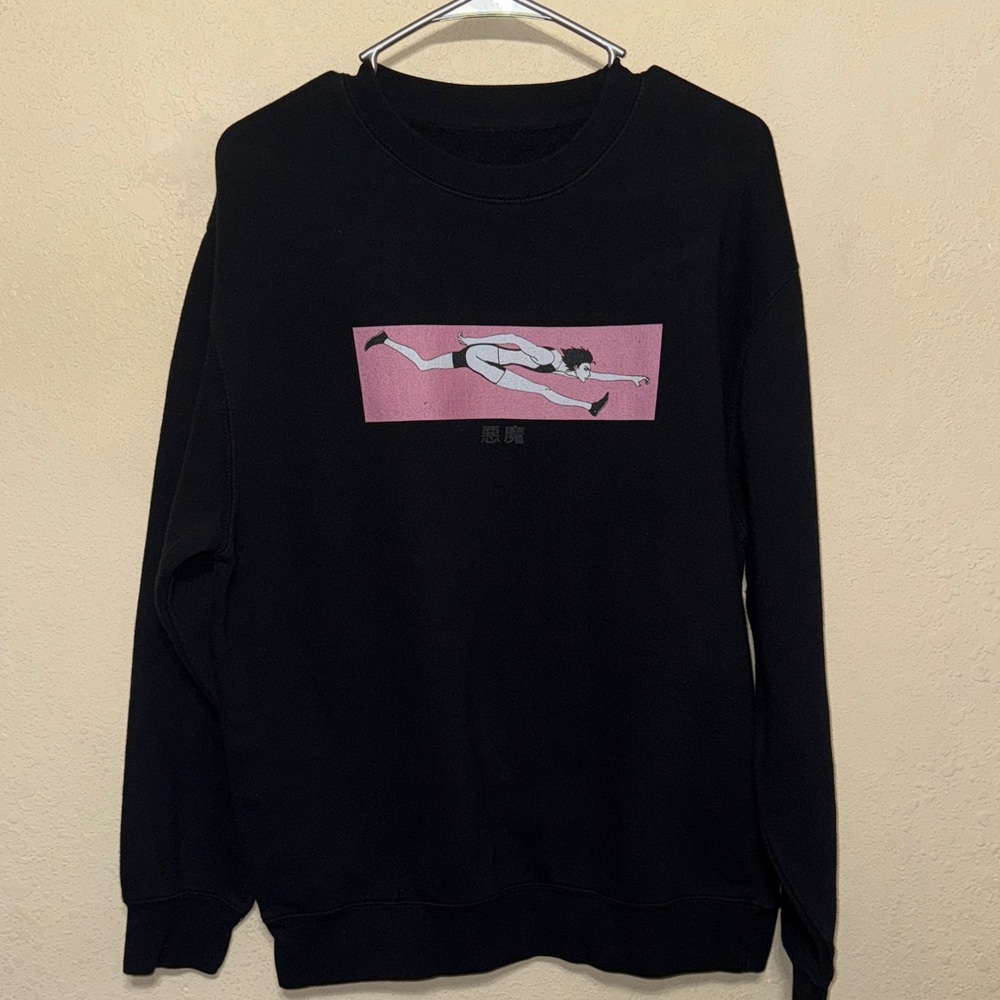 Unbranded Black Sweatshirt with Pink Graphic